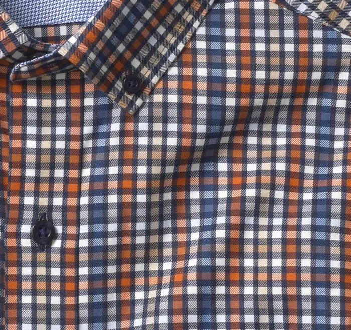 Men Johnston and Murphy Shirts LongSleeve Twill Checked Shirt Rustblue Outlined Check Men Johnston and Murphy Shirts LongSleeve Twill Checked Shirt Rustblue Outlined Check