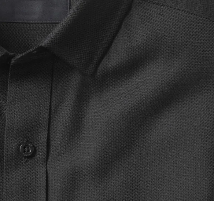 Men Johnston and Murphy Shirts Premium Cotton Shirts Black Birdseye