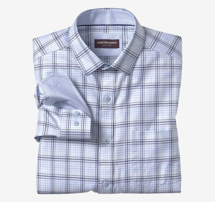 Men Johnston and Murphy Shirts Premium Cotton Shirts Mint Shadow Grid