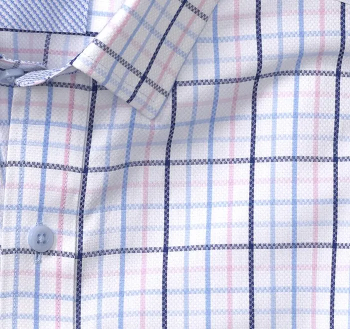 Men Johnston and Murphy Shirts Premium Cotton Shirts Pink Triple Windowpane