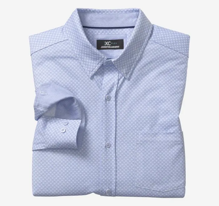 Men Johnston and Murphy Shirts XC Flex Stretch LongSleeve Shirt Light Blue Circle Men Johnston and Murphy Shirts XC Flex Stretch LongSleeve Shirt Light Blue Circle