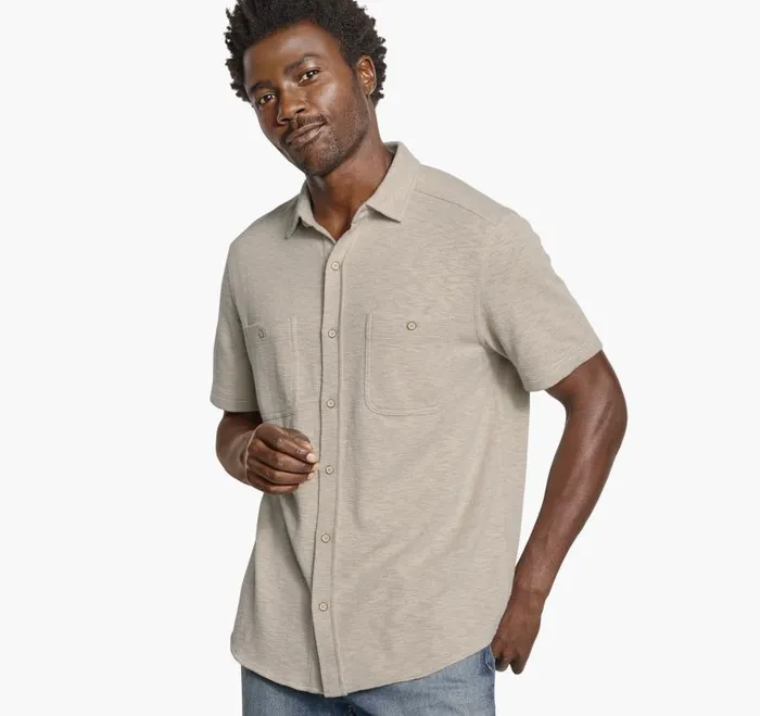 Men Johnston and Murphy ShortSleeve Shirts Double Pocket Knit Shirt Sand Men Johnston and Murphy ShortSleeve Shirts Double Pocket Knit Shirt Sand