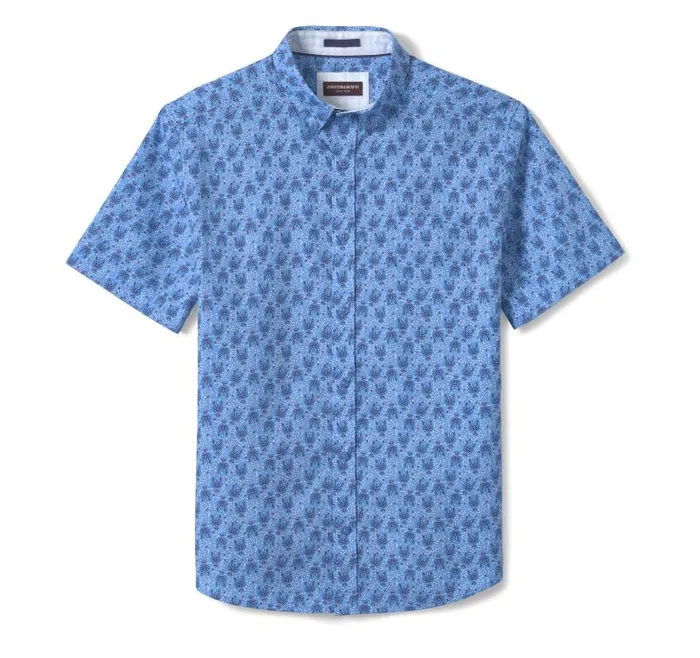 Men Johnston and Murphy ShortSleeve Shirts Printed Cotton ShortSleeve Shirt Blue Lobster Men Johnston and Murphy ShortSleeve Shirts Printed Cotton ShortSleeve Shirt Blue Lobster