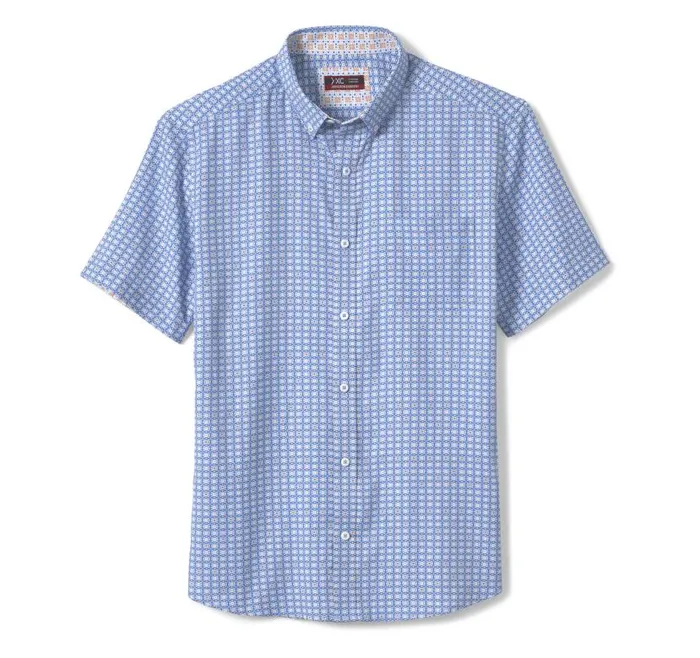 Men Johnston and Murphy ShortSleeve Shirts XC4 ShortSleeve Stretch Woven Shirt Blue Multi Linked Circle Men Johnston and Murphy ShortSleeve Shirts XC4 ShortSleeve Stretch Woven Shirt Blue Multi Linked Circle