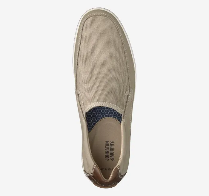 Men Johnston and Murphy SlipOns and Loafers Bowling Moc Venetian Tan Embossed Tumbled Nubuck