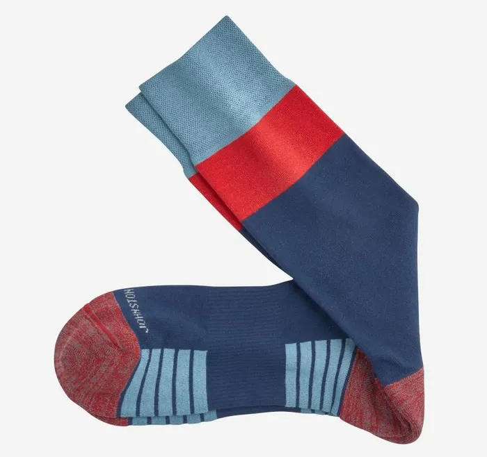 Men Johnston and Murphy Socks First In Comfort Block Stripe Socks Blue