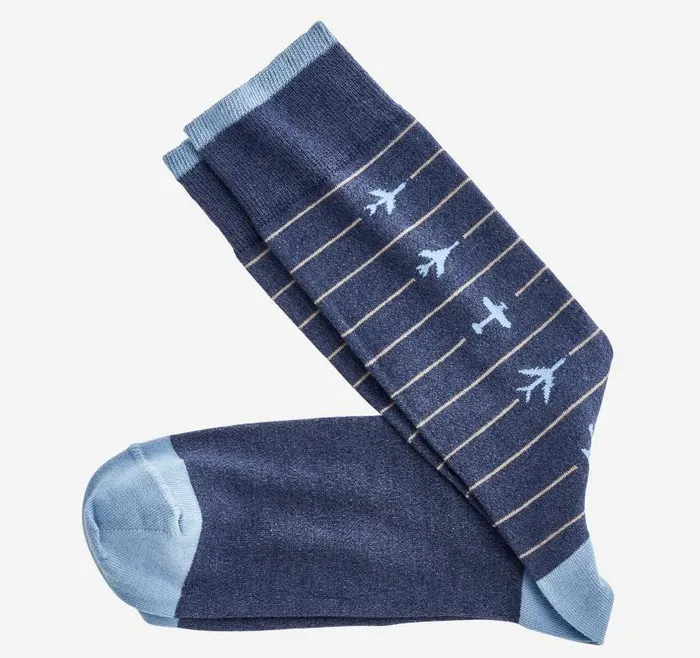 Men Johnston and Murphy Socks Novelty Socks Blue Airplane