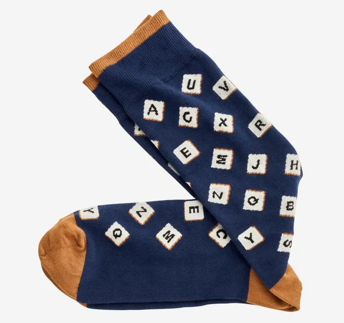 Men Johnston and Murphy Socks Novelty Socks Navy Word Game