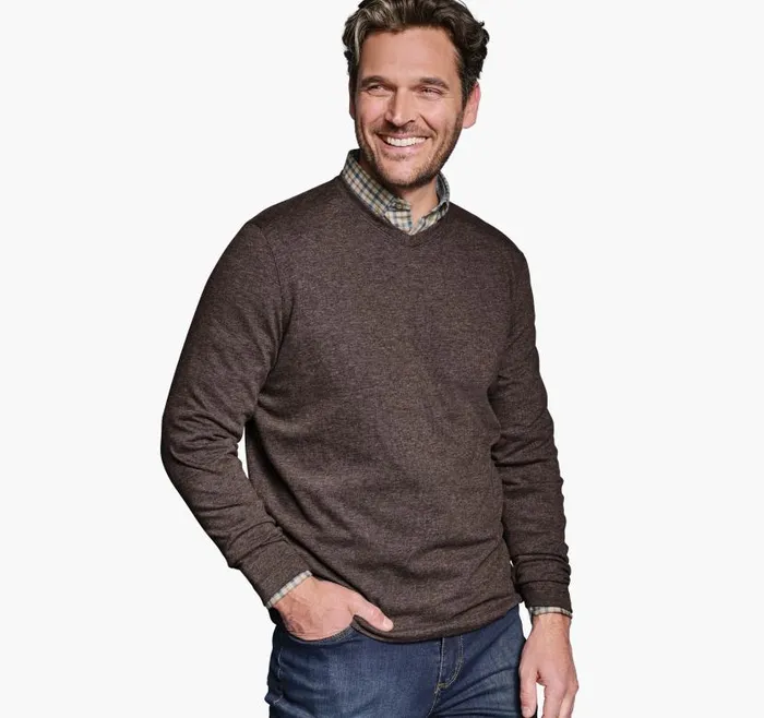 Men Johnston and Murphy Sweaters and Knits Knit VNeck Dark Brown