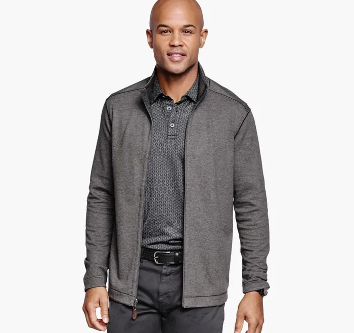 Men Johnston and Murphy Sweaters and Knits Reversible FullZip Charcoalblack