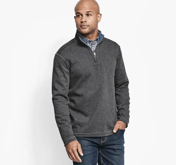 Men Johnston and Murphy Sweaters and Knits Reversible Solid QuarterZip Charcoalblue Men Johnston and Murphy Sweaters and Knits Reversible Solid QuarterZip Charcoalblue