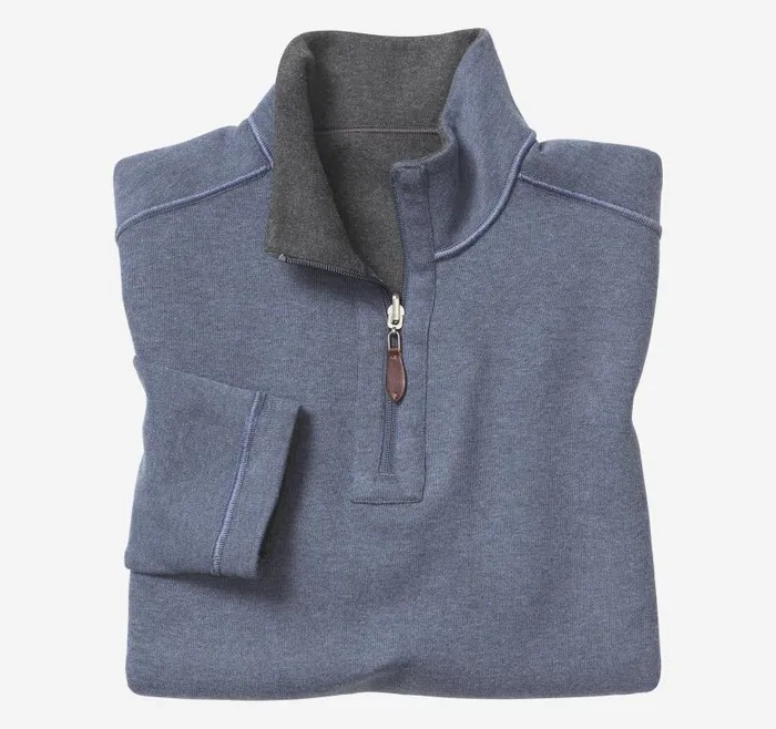 Men Johnston and Murphy Sweaters and Knits Reversible Solid QuarterZip Charcoalblue Men Johnston and Murphy Sweaters and Knits Reversible Solid QuarterZip Charcoalblue