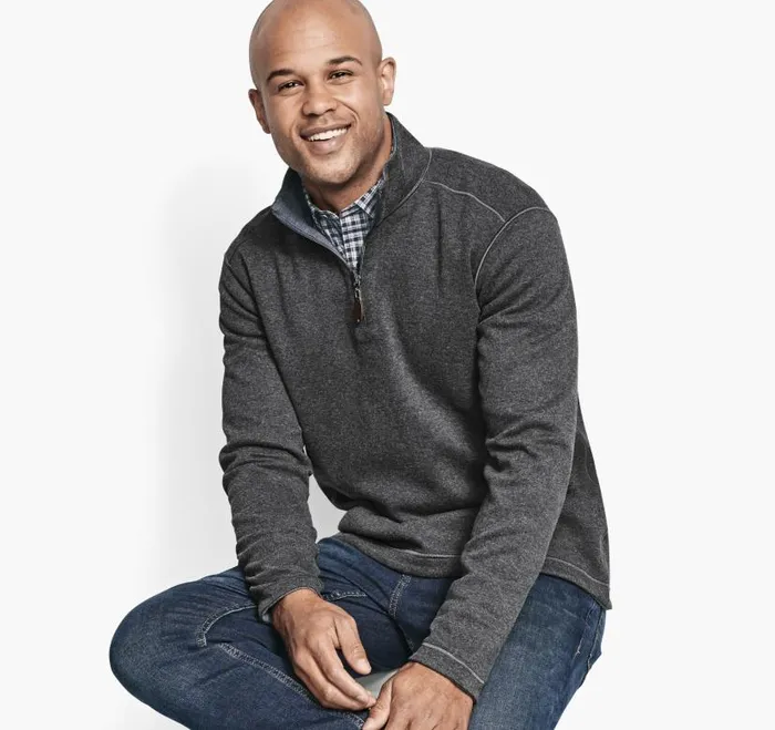 Men Johnston and Murphy Sweaters and Knits Reversible Solid QuarterZip Charcoalblue Men Johnston and Murphy Sweaters and Knits Reversible Solid QuarterZip Charcoalblue