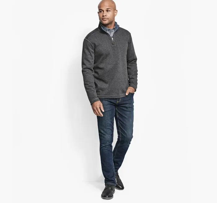 Men Johnston and Murphy Sweaters and Knits Reversible Solid QuarterZip Charcoalblue Men Johnston and Murphy Sweaters and Knits Reversible Solid QuarterZip Charcoalblue