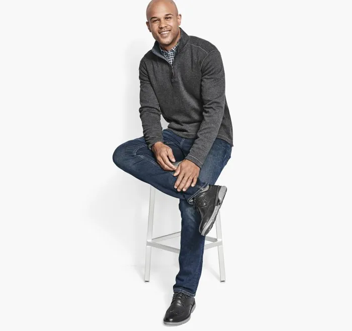 Men Johnston and Murphy Sweaters and Knits Reversible Solid QuarterZip Charcoalblue Men Johnston and Murphy Sweaters and Knits Reversible Solid QuarterZip Charcoalblue