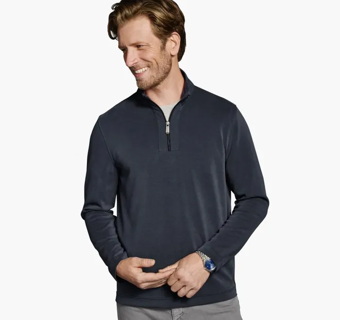 Men Johnston and Murphy Sweaters and Knits Vintage Washed QuarterZip Navy