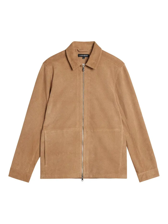 Men Jonah Perfor Suede Overshirt Tiger Brown JLindeberg Overshirts Men Jonah Perfor Suede Overshirt Tiger Brown JLindeberg Overshirts