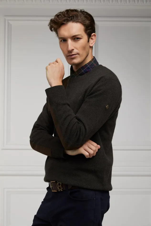Men Knitwear Holland Cooper Country Crew Neck Knit Moss