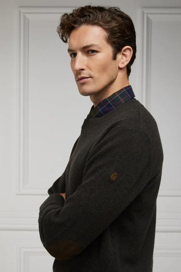 Men Knitwear Holland Cooper Country Crew Neck Knit Moss Men Knitwear Holland Cooper Country Crew Neck Knit Moss