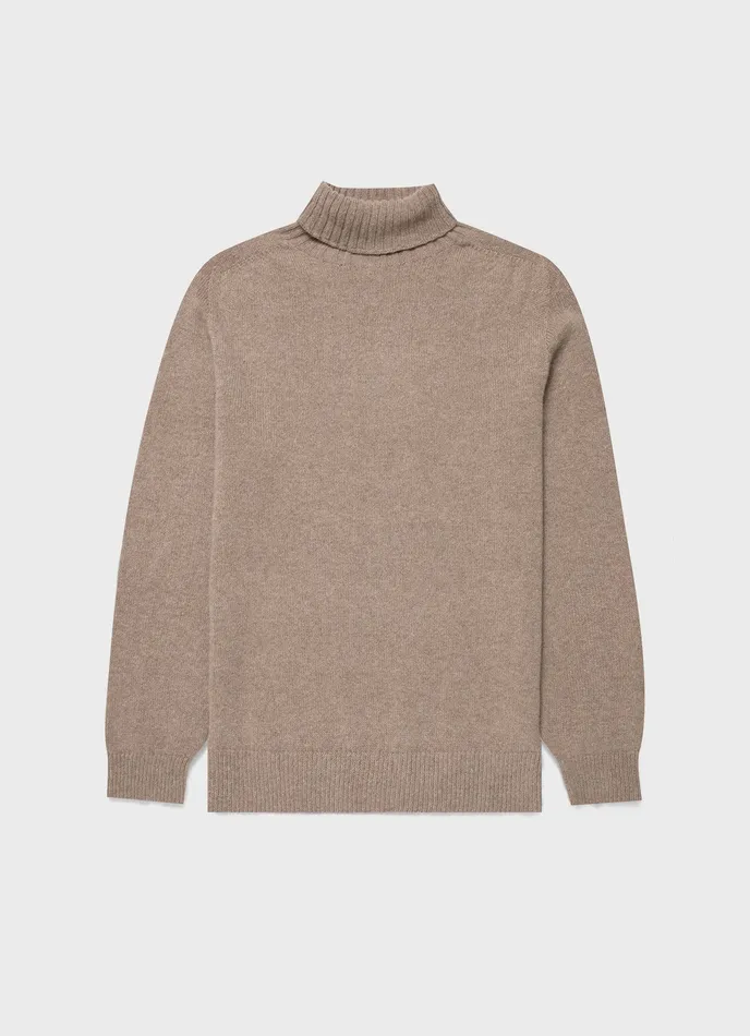 Men Knitwear ussunspel Lambswool Roll Neck Sandstone