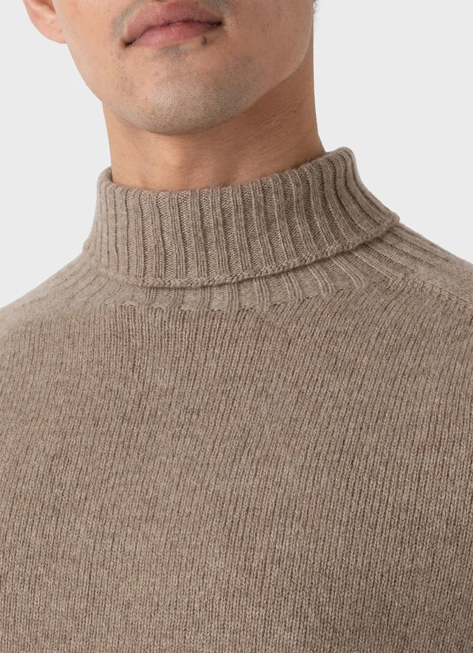 Men Knitwear ussunspel Lambswool Roll Neck Sandstone