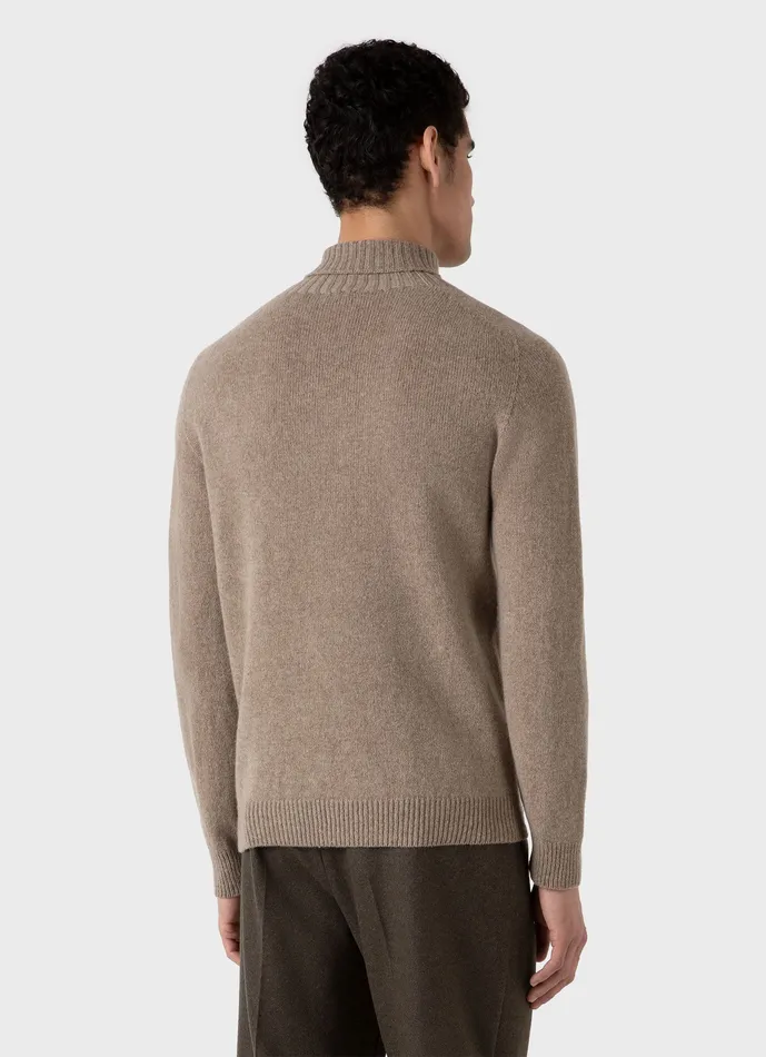 Men Knitwear ussunspel Lambswool Roll Neck Sandstone