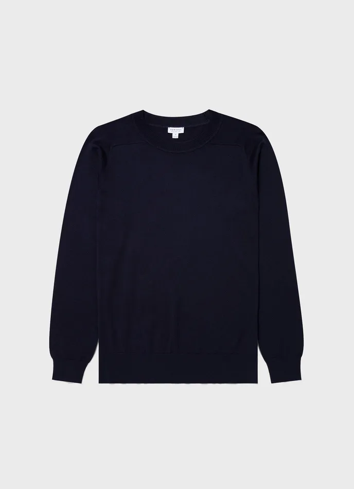 Men Knitwear ussunspel Sea Island Cashmere Crew Neck Jumper Navy