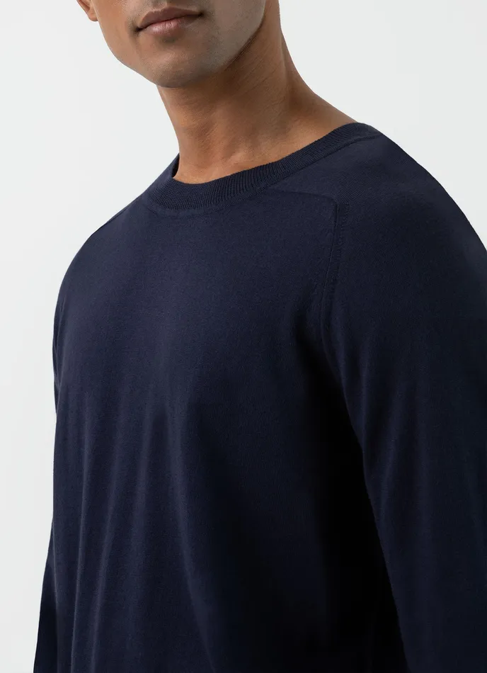 Men Knitwear ussunspel Sea Island Cashmere Crew Neck Jumper Navy Men Knitwear ussunspel Sea Island Cashmere Crew Neck Jumper Navy