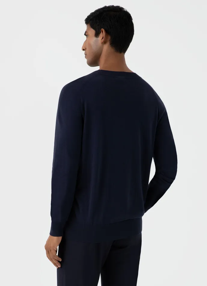 Men Knitwear ussunspel Sea Island Cashmere Crew Neck Jumper Navy Men Knitwear ussunspel Sea Island Cashmere Crew Neck Jumper Navy