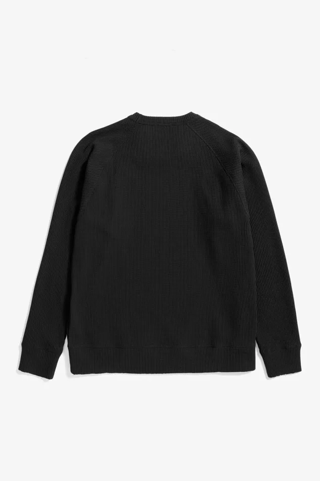 Men Kristian Relaxed Tech Waffle Sweater Black Norse Projects Sweatshirts
