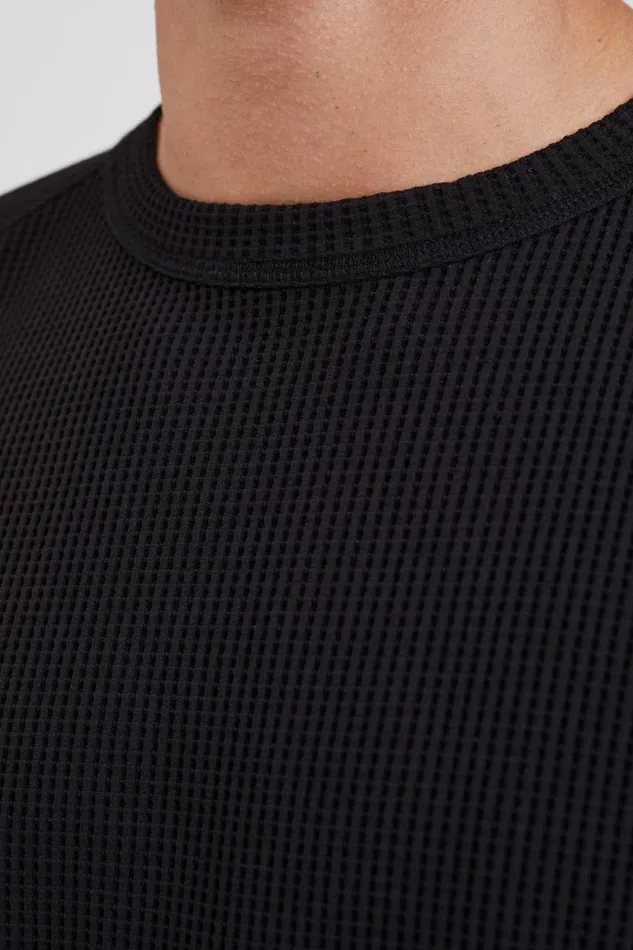 Men Kristian Relaxed Tech Waffle Sweater Black Norse Projects Sweatshirts