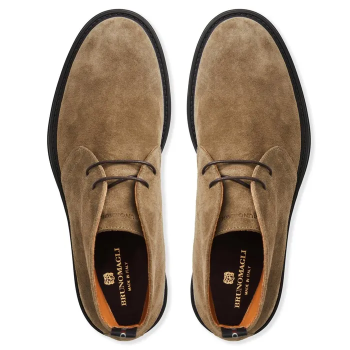 Men Laceups and Oxfords Bruno Magli Taddeo Classic Chukka Suede BootTaupe