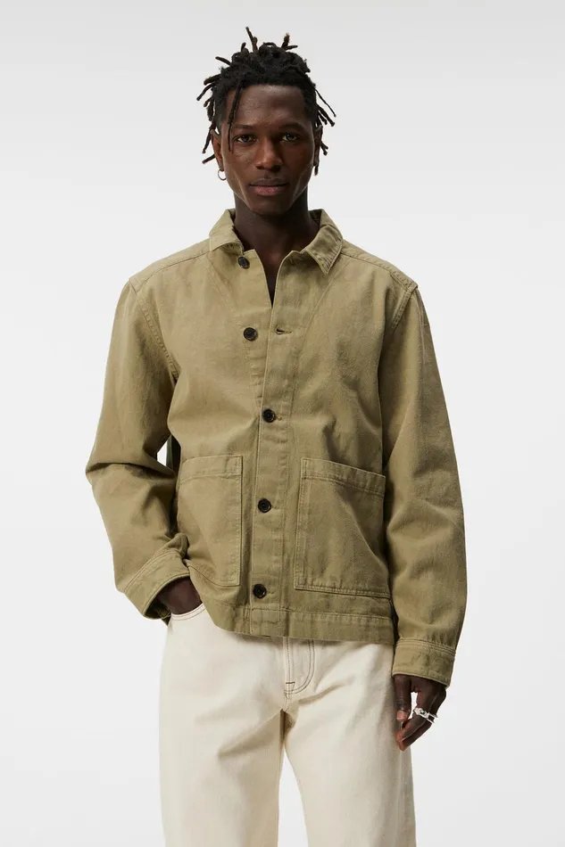 Men Lando Org Twill Overshirt Aloe JLindeberg Overshirts