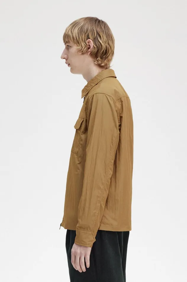 Men Lightweight ZipThrough Overshirt Shaded Stone Fred Perry Overshirts