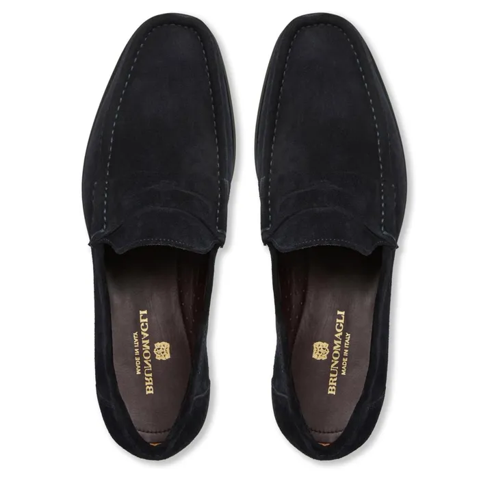 Men Loafers and Slipons Bruno Magli Tonio Slip On Loafer Navy Suede