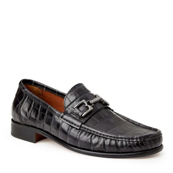 Men Loafers and Slipons Bruno Magli Trieste Classic Moccasin Black Croc