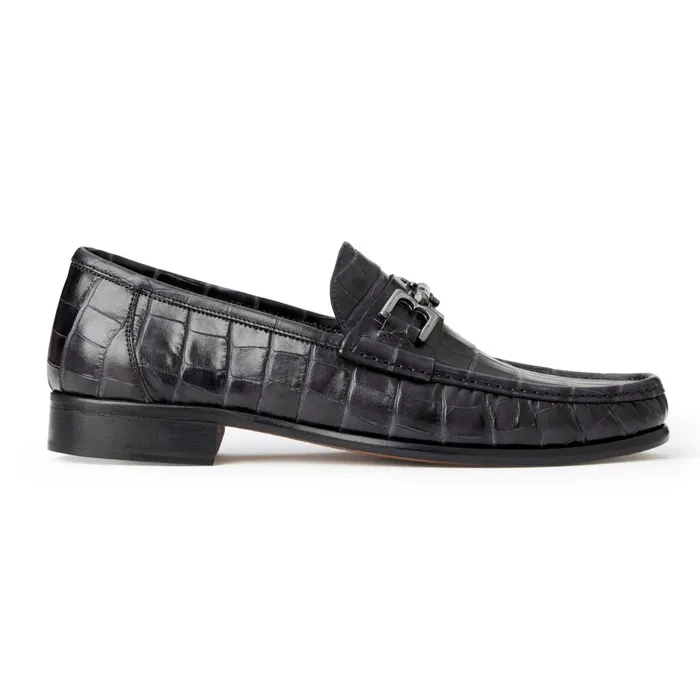 Men Loafers and Slipons Bruno Magli Trieste Classic Moccasin Black Croc