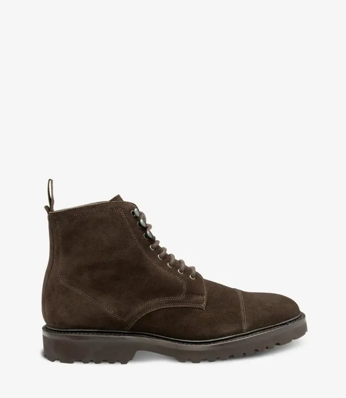 Men Loake Boots Aquarius Dark Brown Suede