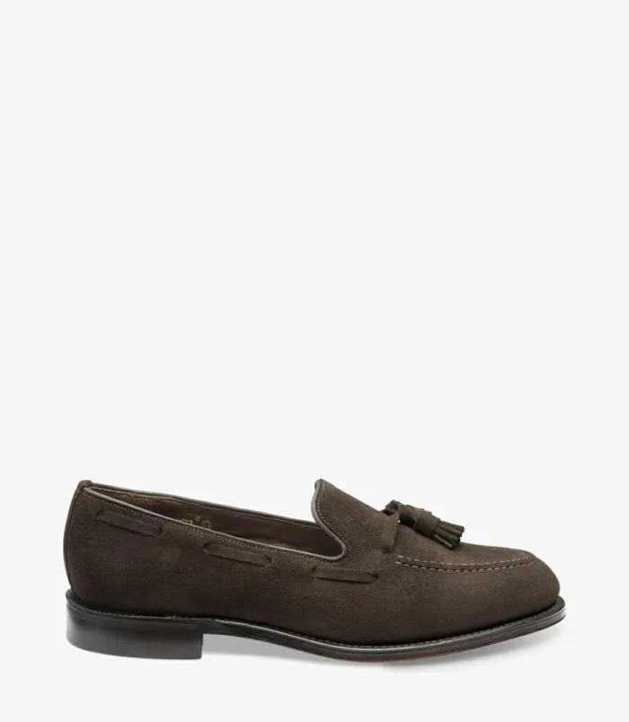 Men Loake Loafers Russell Chocolate Brown Suede