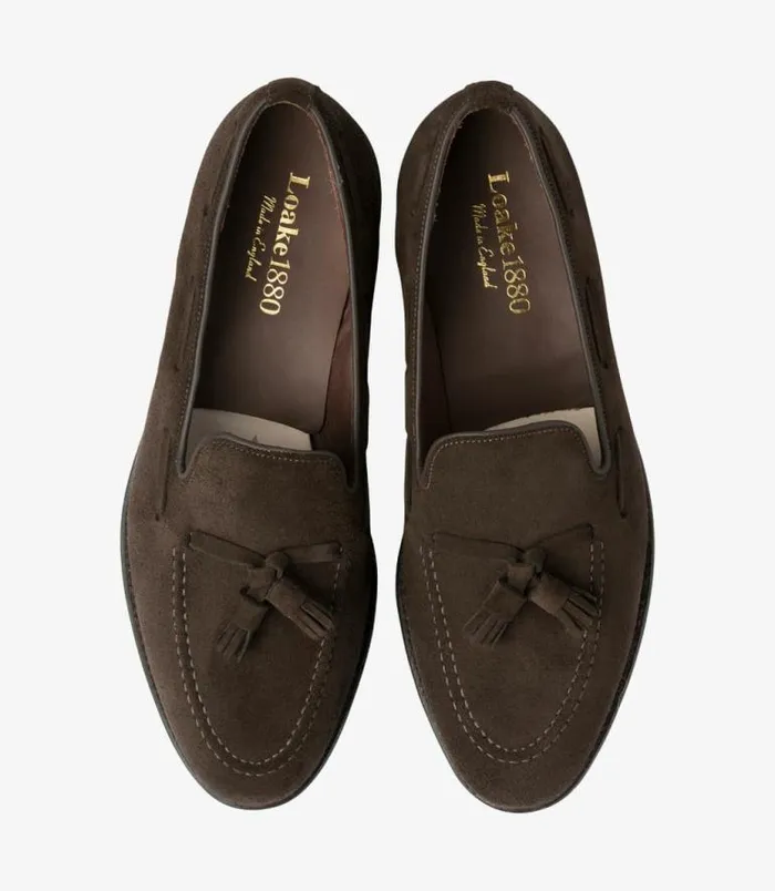 Men Loake Loafers Russell Chocolate Brown Suede Men Loake Loafers Russell Chocolate Brown Suede