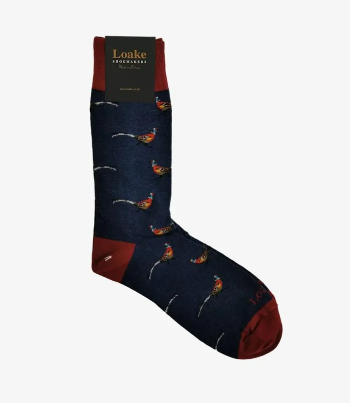 Men Loake Socks Pheasant Socks Navy