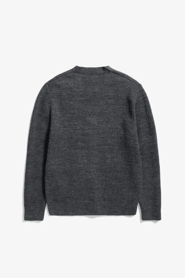 Men Loki Wool Cotton Rib Cardigan Dark Grey Melange Norse Projects Knitwear