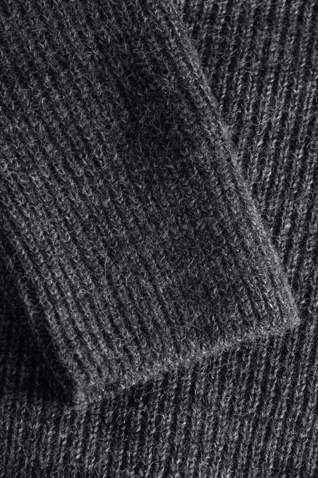 Men Loki Wool Cotton Rib Cardigan Dark Grey Melange Norse Projects Knitwear