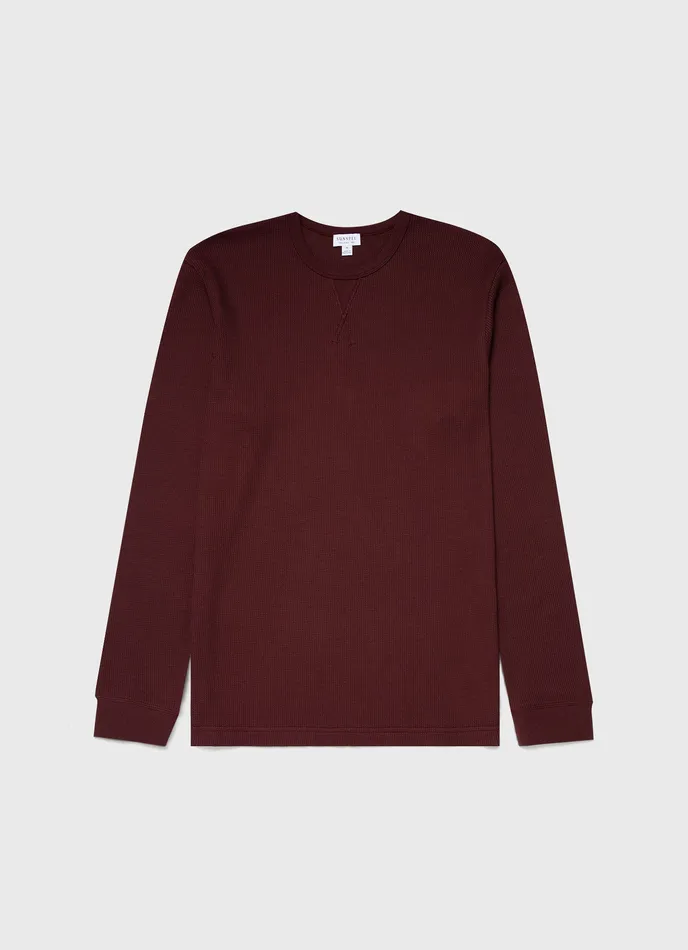 Men Long Sleeve Waffle Tshirt Maroon Tshirts ussunspel