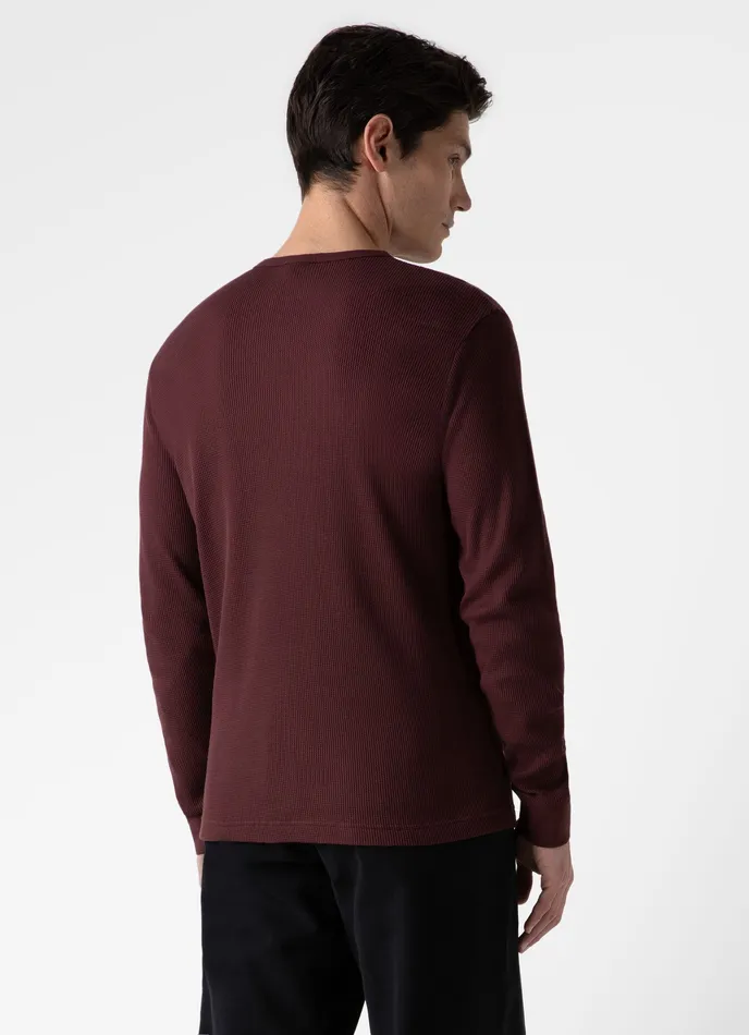 Men Long Sleeve Waffle Tshirt Maroon Tshirts ussunspel Men Long Sleeve Waffle Tshirt Maroon Tshirts ussunspel