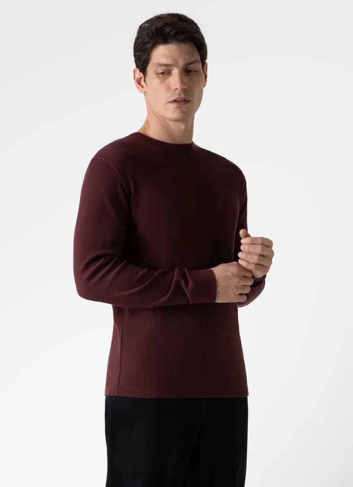 Men Long Sleeve Waffle Tshirt Maroon Tshirts ussunspel Men Long Sleeve Waffle Tshirt Maroon Tshirts ussunspel
