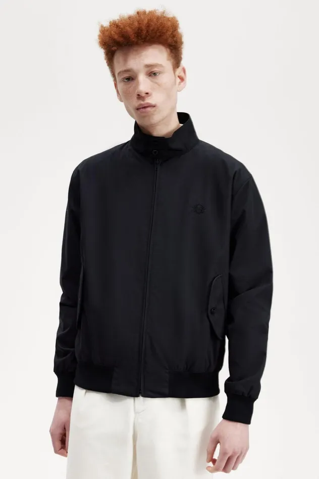 Men Made In EnglandHarrington Jacket Black Fred Perry Coats and Jackets