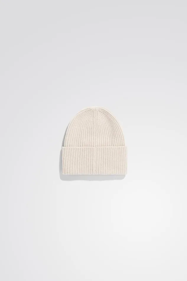 Men Merino Lambswool Rib N Logo Beanie Oatmeal Norse Projects Beanies