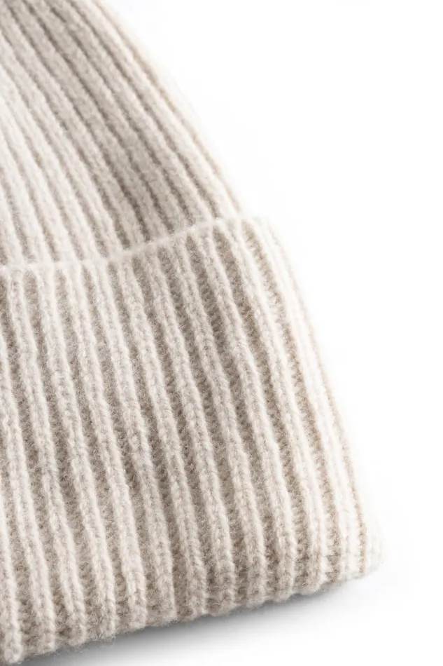 Men Merino Lambswool Rib N Logo Beanie Oatmeal Norse Projects Beanies