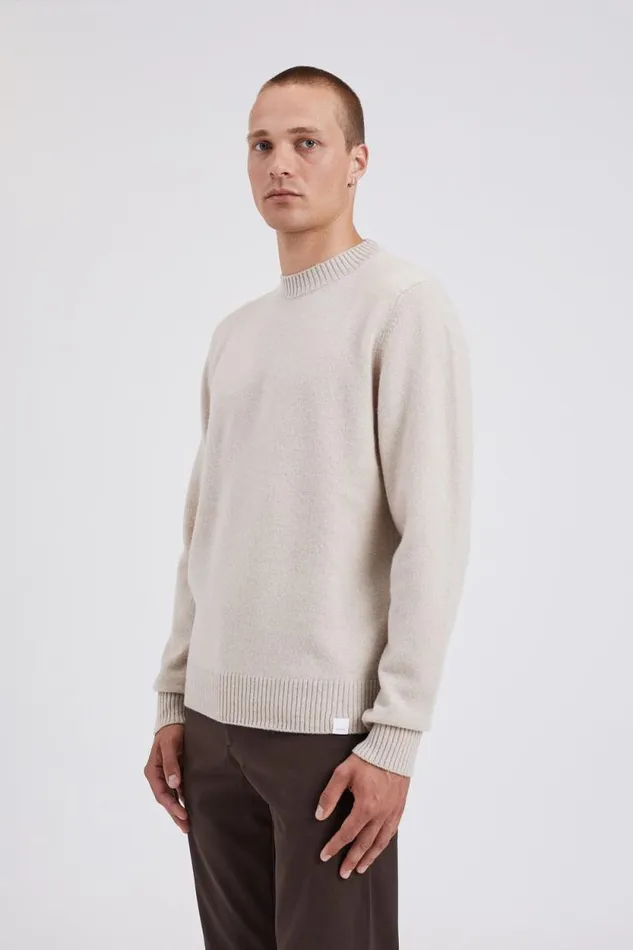 Men Norse Standard Merino Lambswool Sweater Oatmeal Norse Projects Knitwear